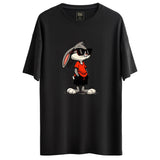 Gözlüklü Tavşan Tasarımlı Ovesize T-Shirt