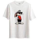 Gözlüklü Tavşan Tasarımlı Ovesize T-Shirt