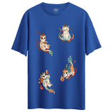 Cats Tasarımlı Ovesize T-Shirt